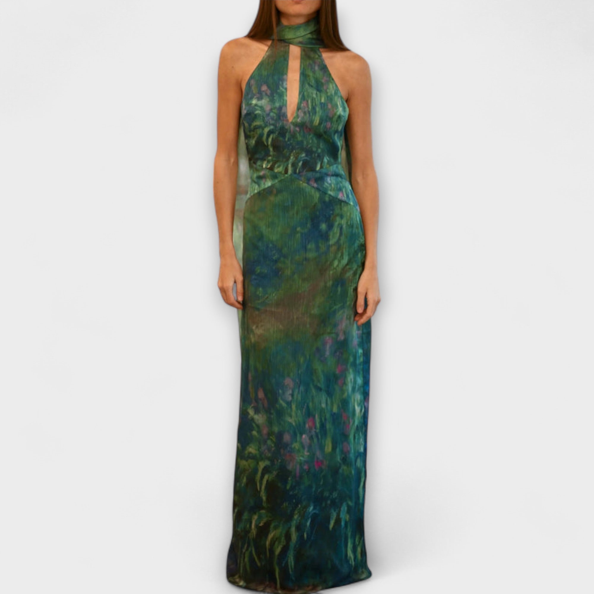 Maisie - Monet Iris Print Maxi Suknelė