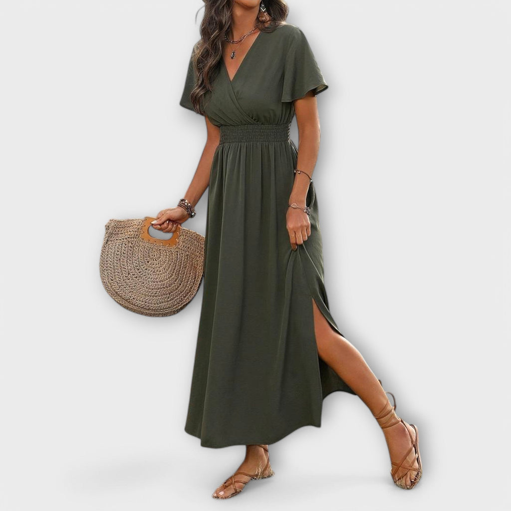 Heather - Elegantiškos Boho Suknelės su V formos Iškirpte ir Ilgomis Rankovėmis