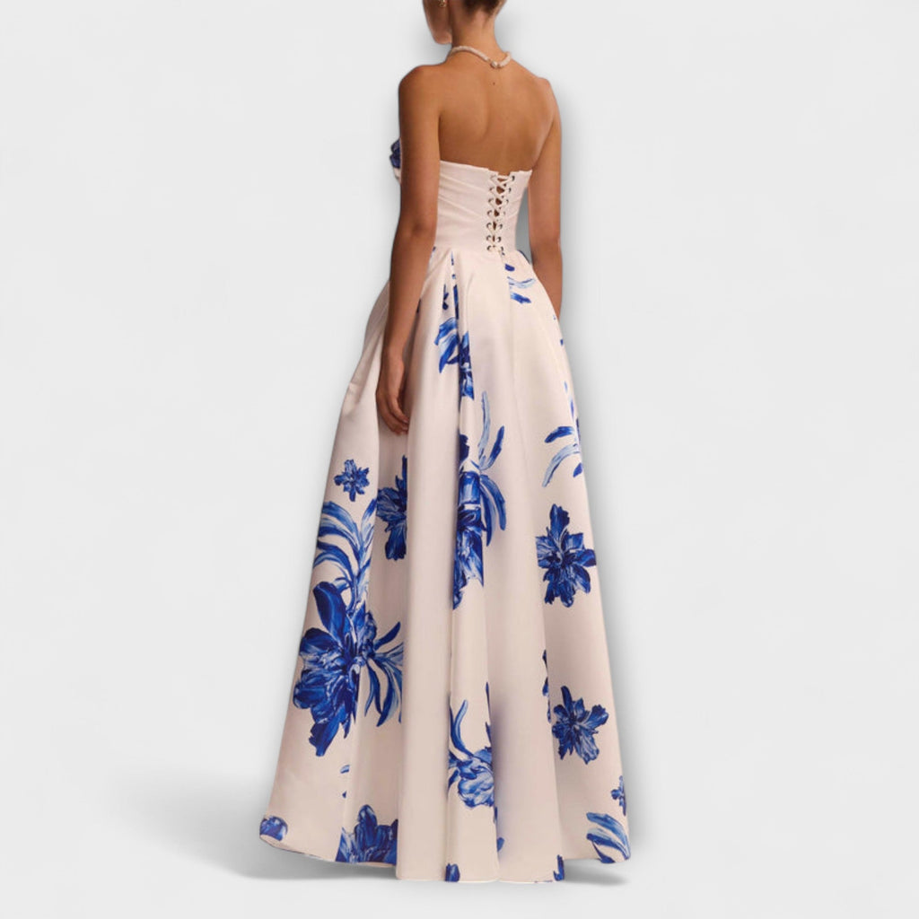 Rosalie - Stilingos off-shoulder gėlių maxi suknelės