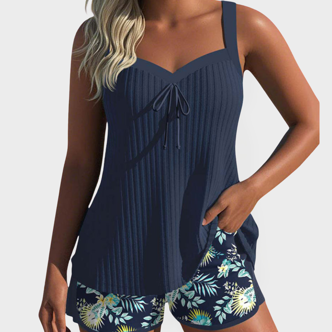 Tankini rinkinys su gėlių raštais