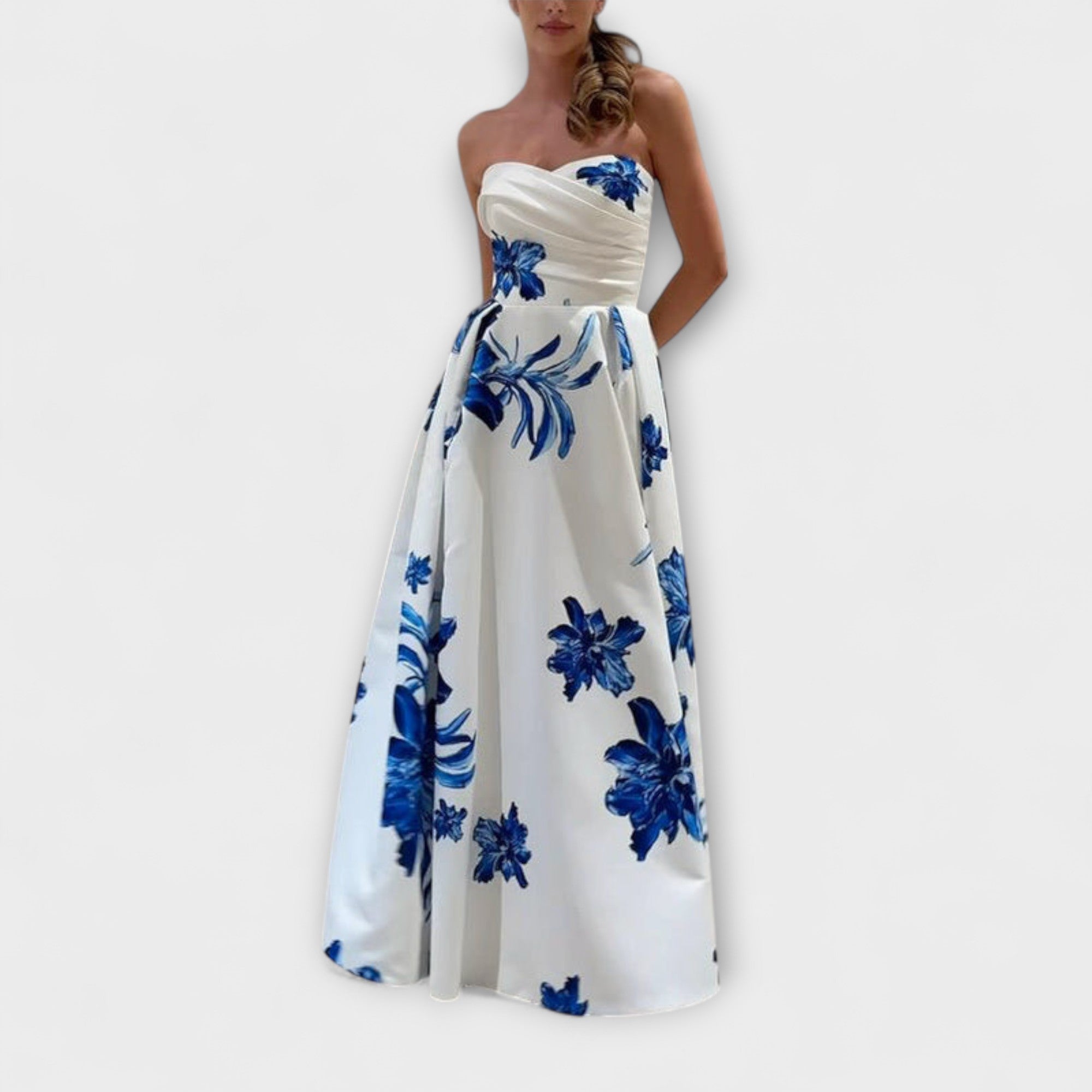 Rosalie - Stilingos off-shoulder gėlių maxi suknelės