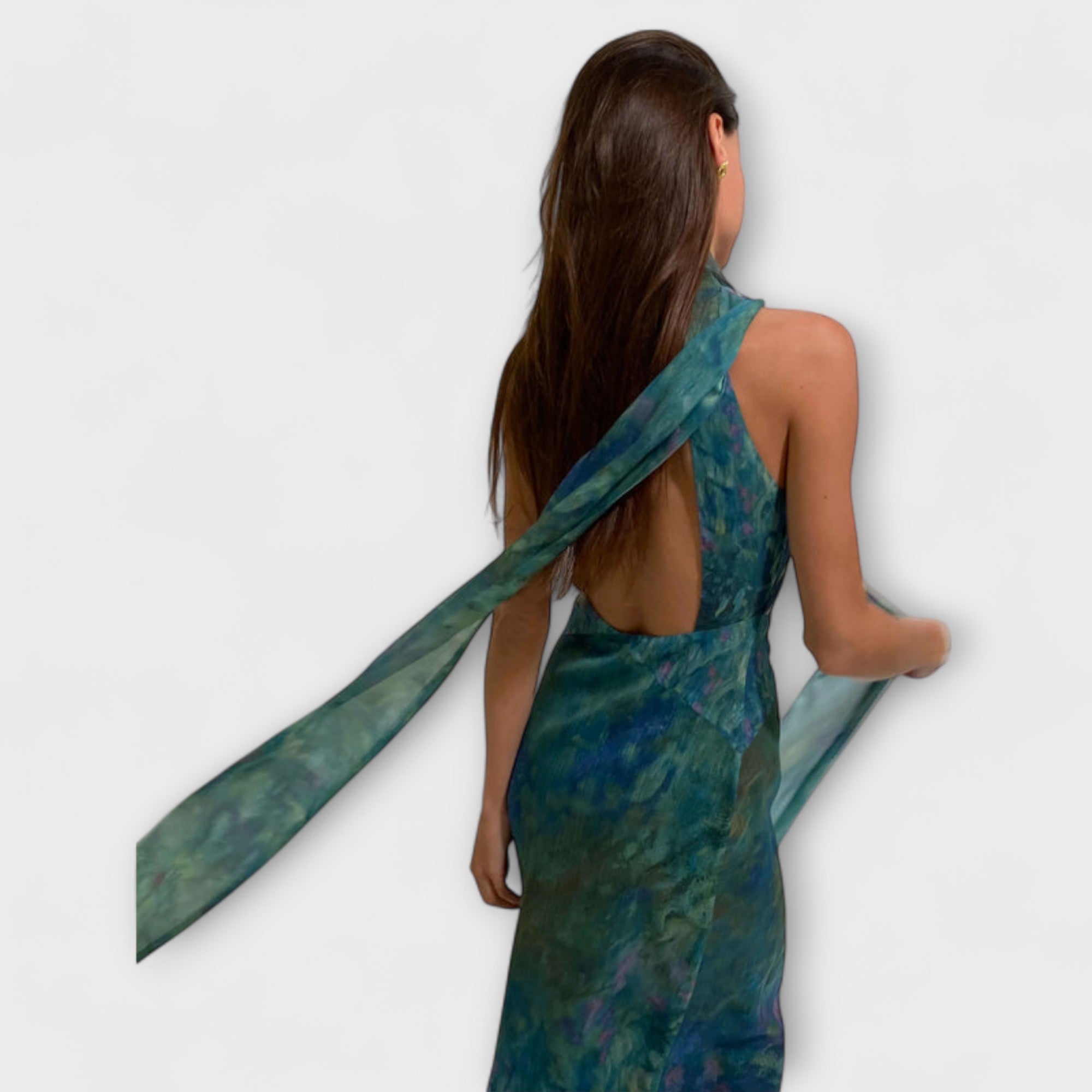 Maisie - Monet Iris Print Maxi Suknelė
