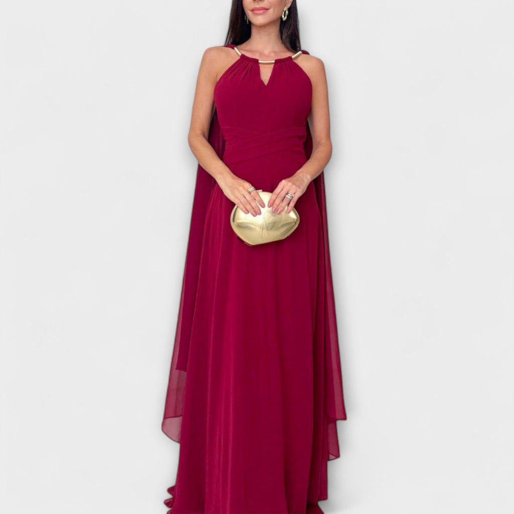 Mabel - Elegantiškos maxi suknelės su apsiaustu ir aukštu įpjovimu