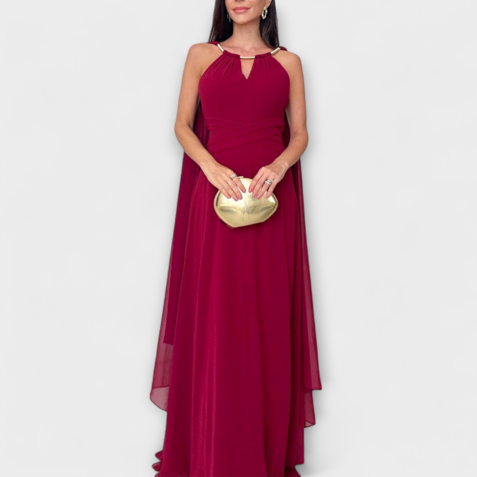 Mabel - Elegantiškos maxi suknelės su apsiaustu ir aukštu įpjovimu