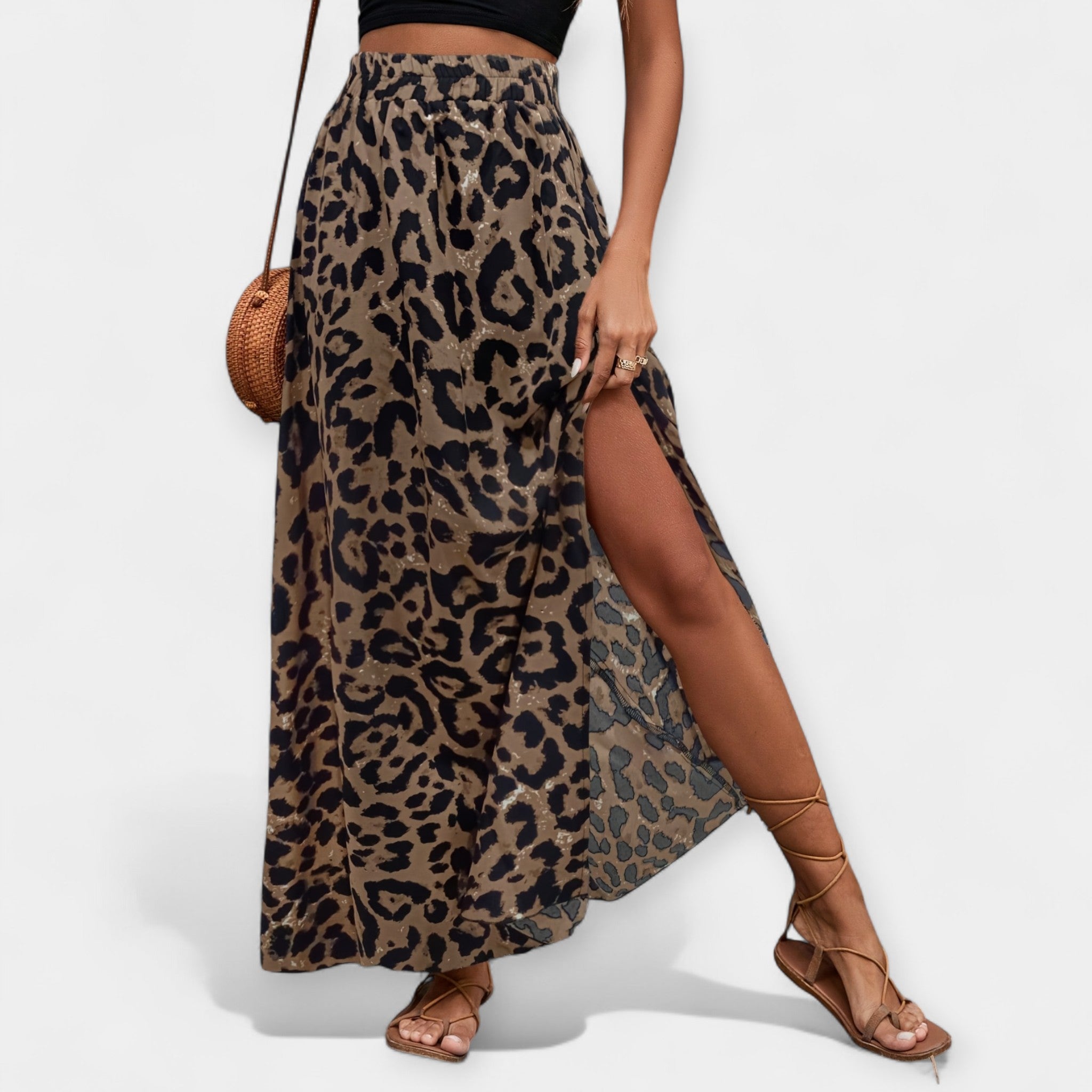 Leopardinė Midi Sijonas